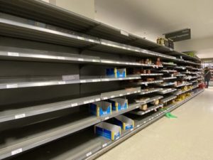 Empty shelf of store